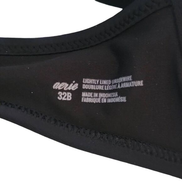 Aerie Women's Size 32B Black Lightly Lined Underwire Adjustable Straps Bra - Picture 5 of 7